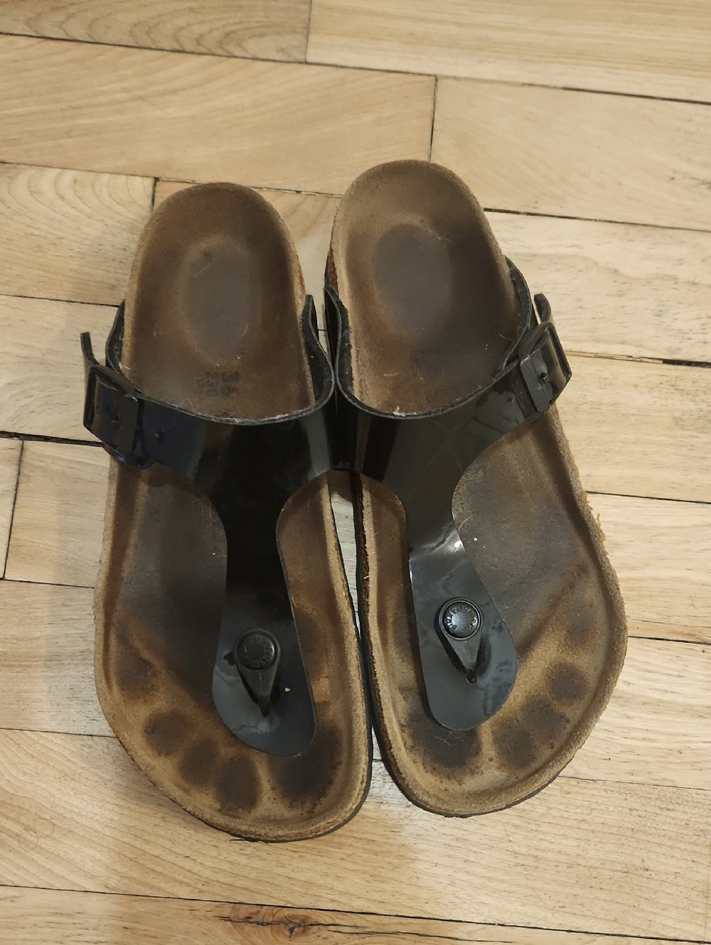 Birkenstock Black Patent Gizeh Thong Sandals